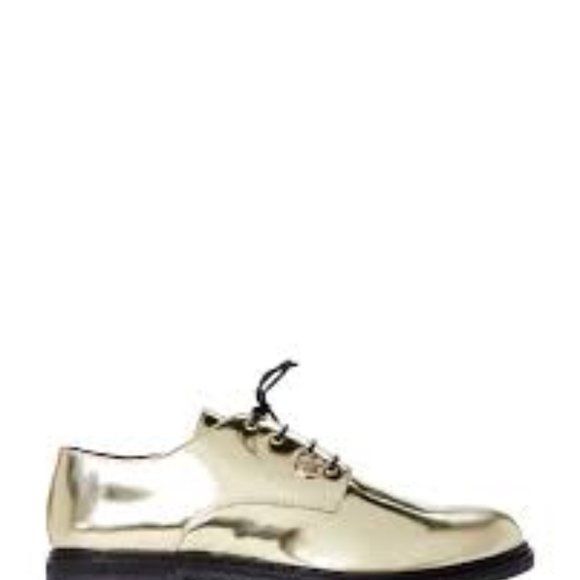 Patrizia Pepe Oxford Girls Gold Leather Derby Shoe - Picture 3 of 10
